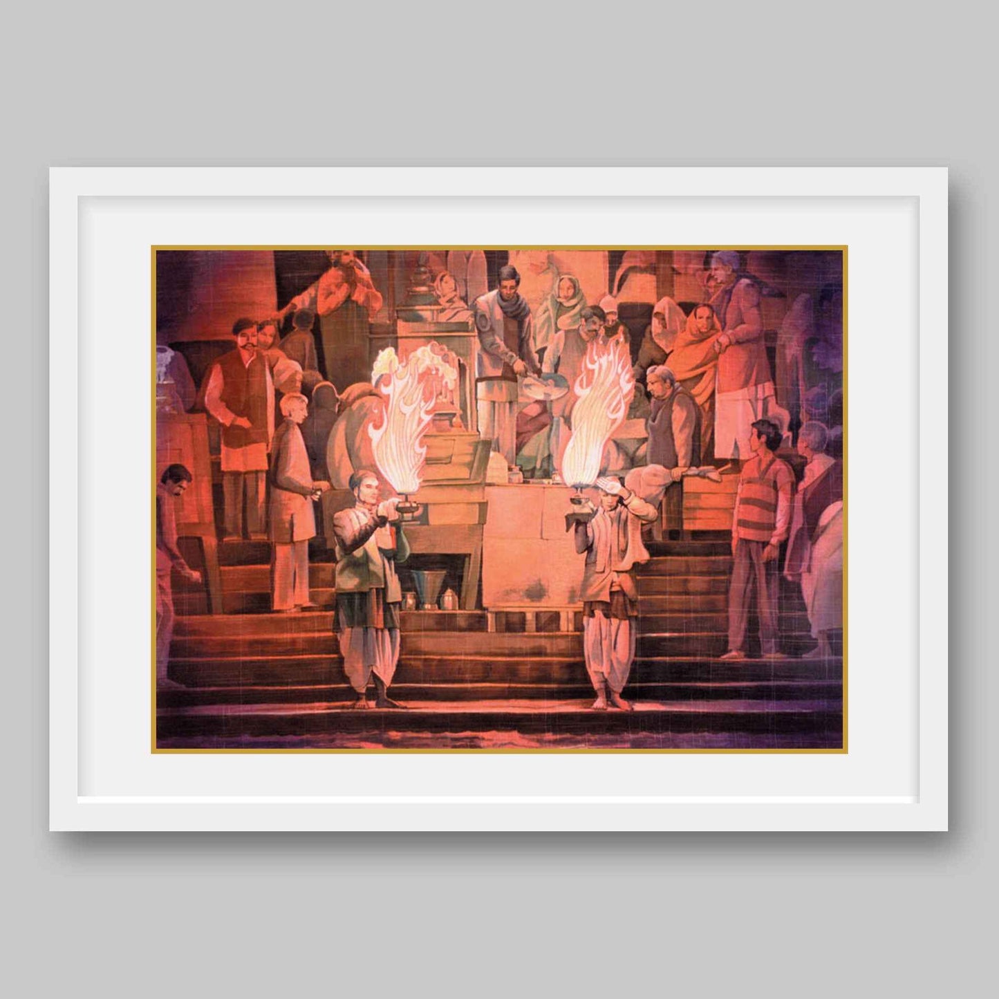 Ganga Aarti in Haridwar – High Quality Print of Artwork by Pieter Weltevrede