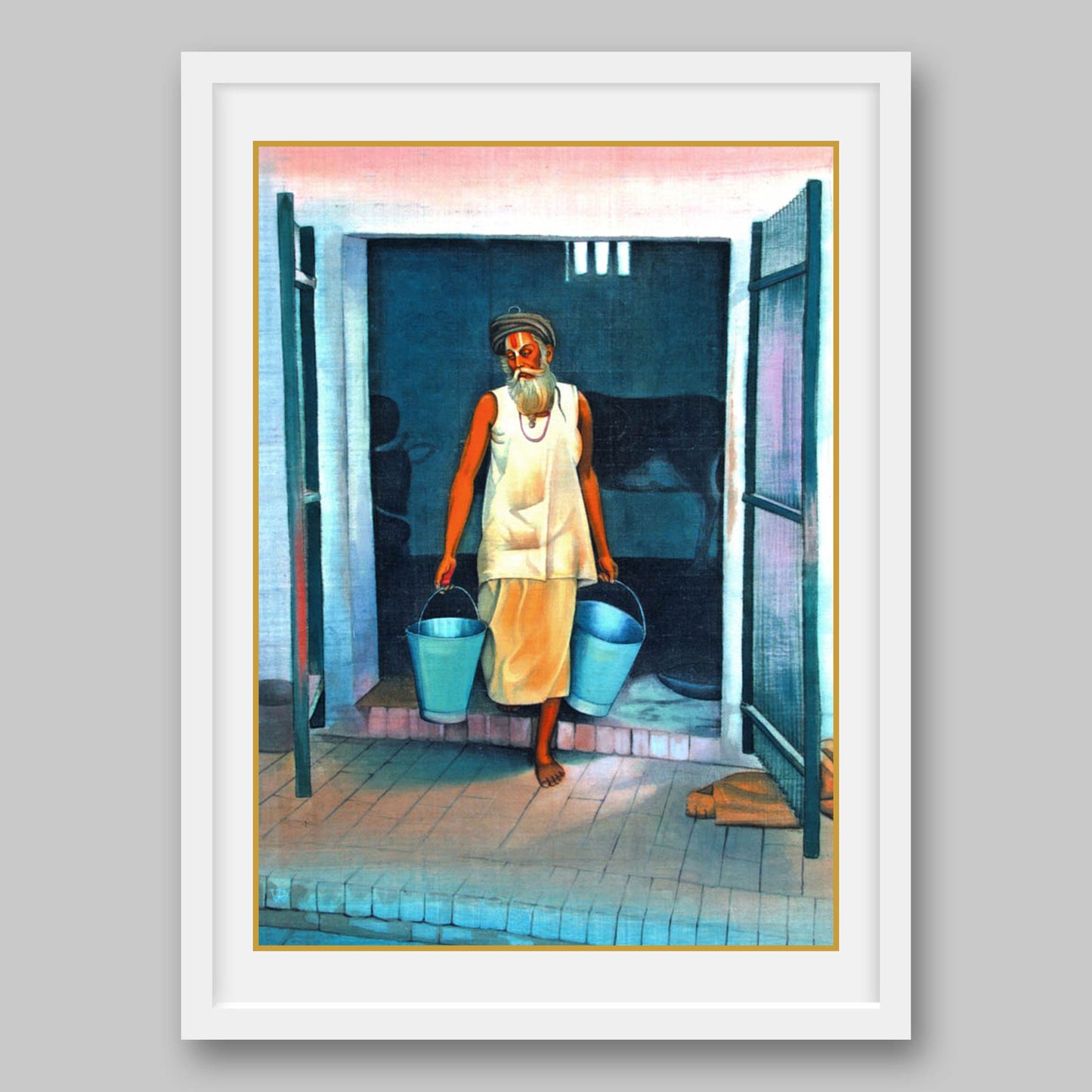 Sadhu with Buckets - High Quality Print of Artwork by Pieter Weltevrede - Sagar World