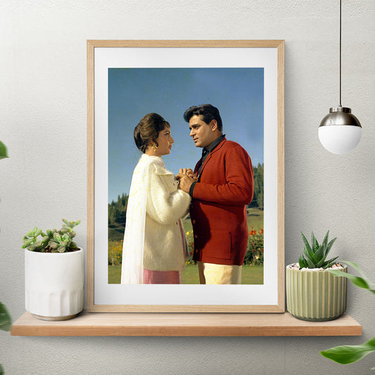 Rajendra Kumar and Sadhana in a Romantic Portrait- still from the movie “ARZOO” Personal Bollywood Photography of renowned cinematographer, Shri Prem Sagar. - Sagar World
