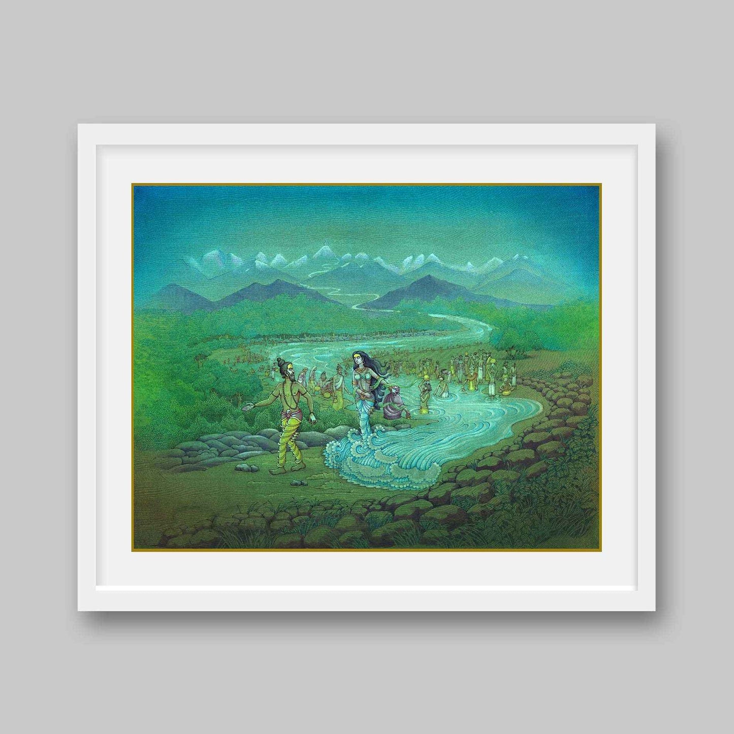 Bhagirath directing the flow of Ganga on earth – High Quality Print of Artwork by Pieter Weltevrede
