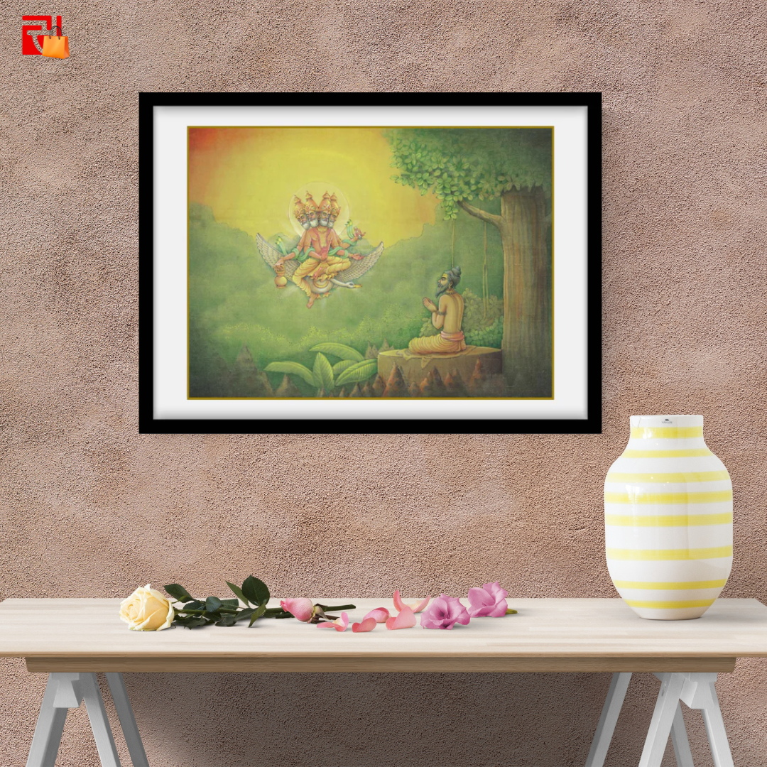 Hindu God, Brahma, blessing Bhagirath – High Quality Print of Artwork by Pieter Weltevrede