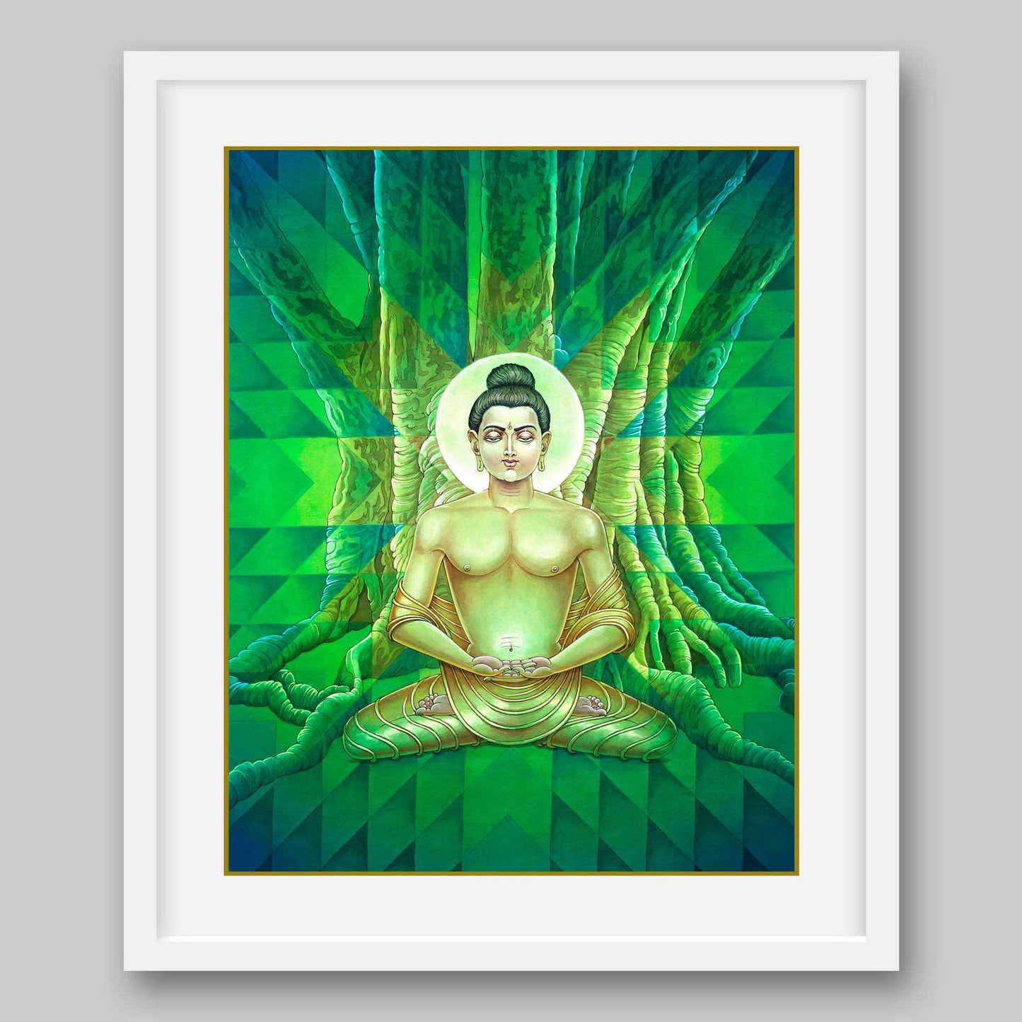 Gautam Buddha Meditating under Bodhi Tree to Attain Enlightenment – High Quality Print of Artwork by Pieter Weltevrede