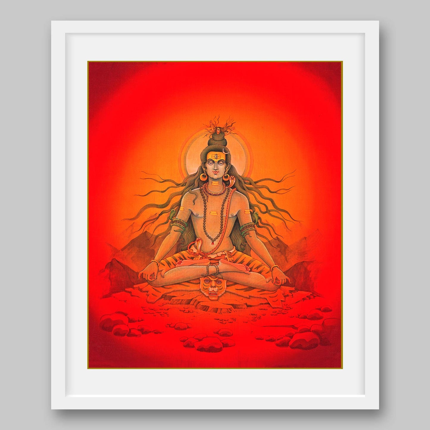 Shiva capturing River Ganga’s flow in his hair locks – High Quality Print of Artwork by Pieter Weltevrede - Sagar World
