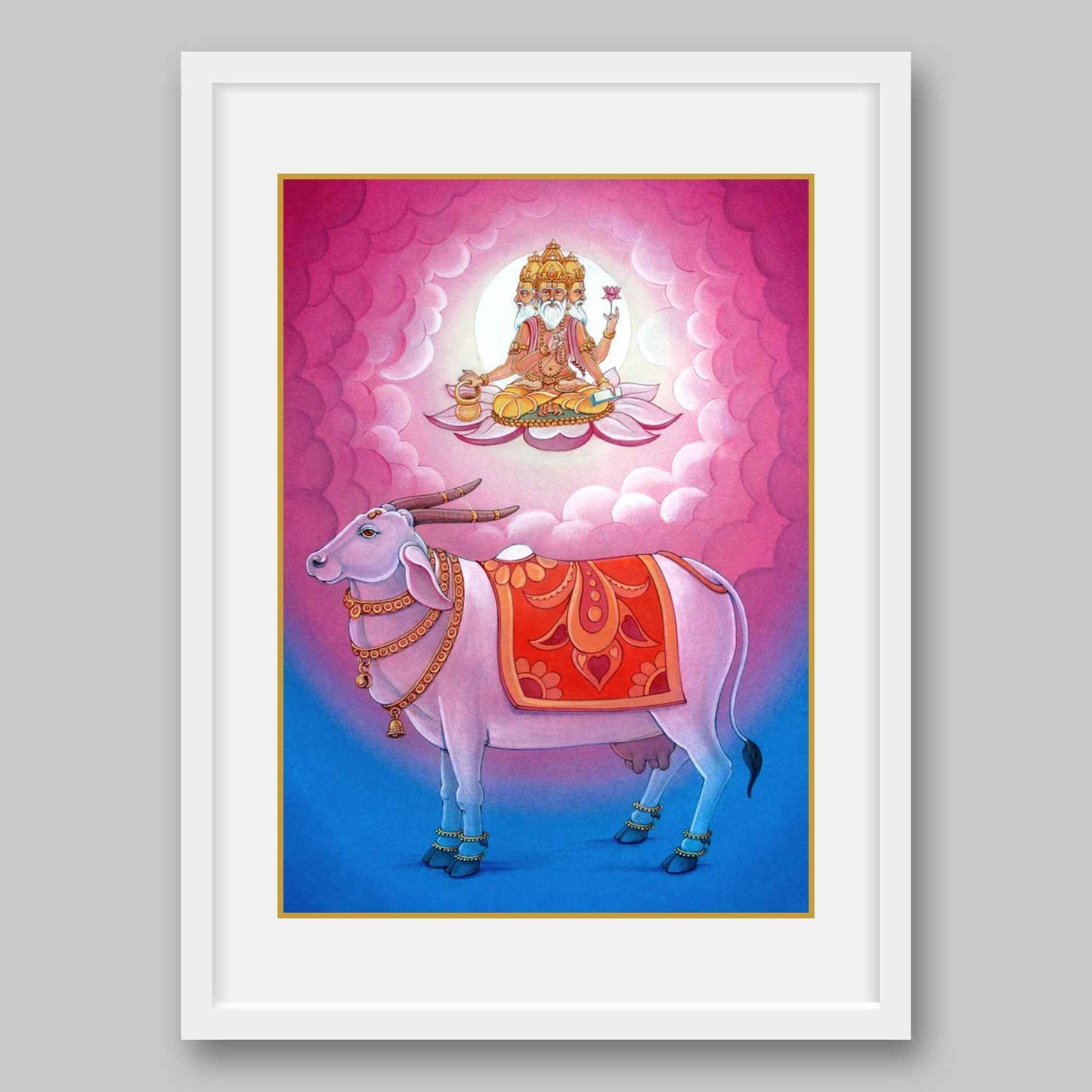 Kamdhenu and Brahma - High Quality Print of Artwork by Pieter Weltevrede