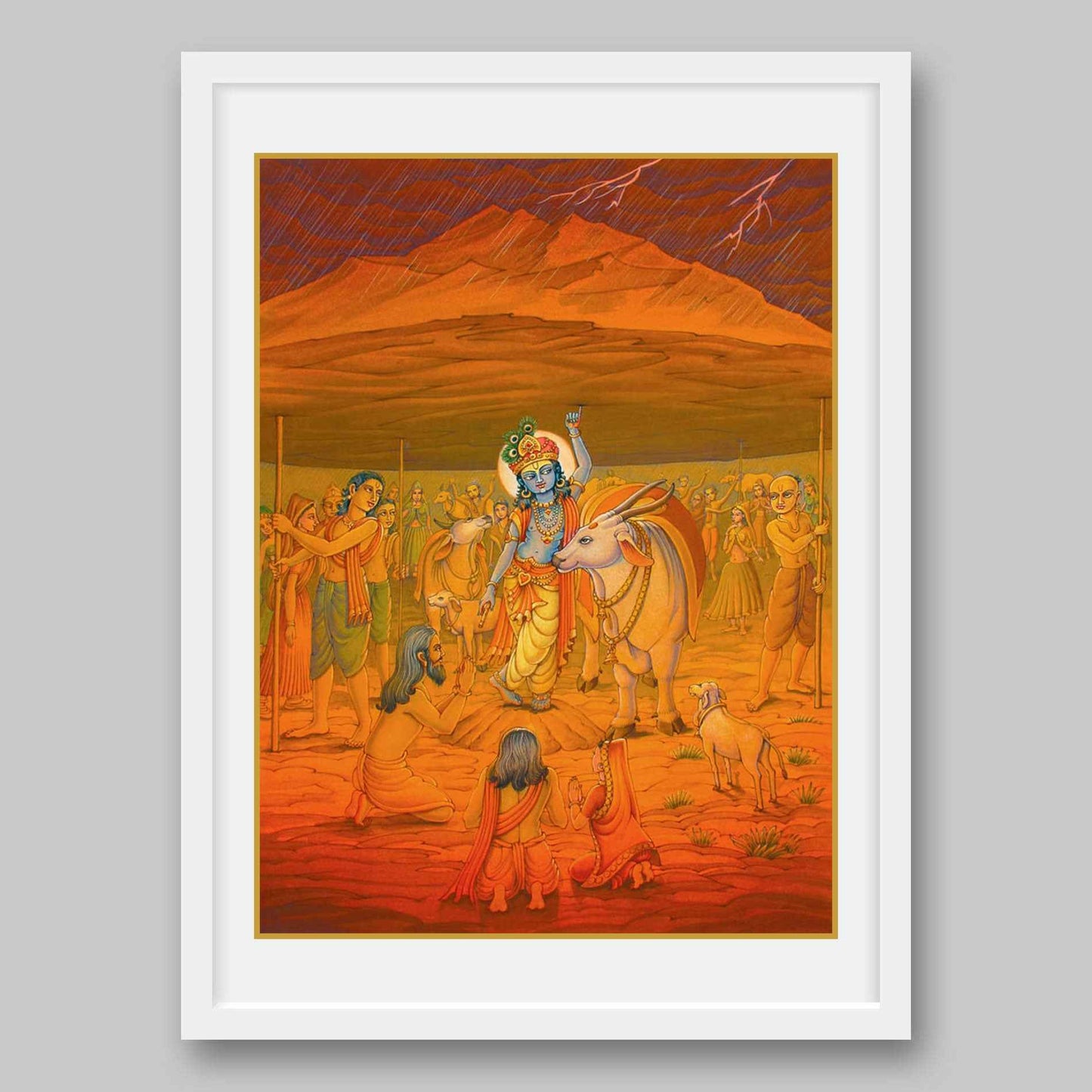 Krishna – Govardhan Parvat- High Quality Print of Artwork by Pieter Weltevrede