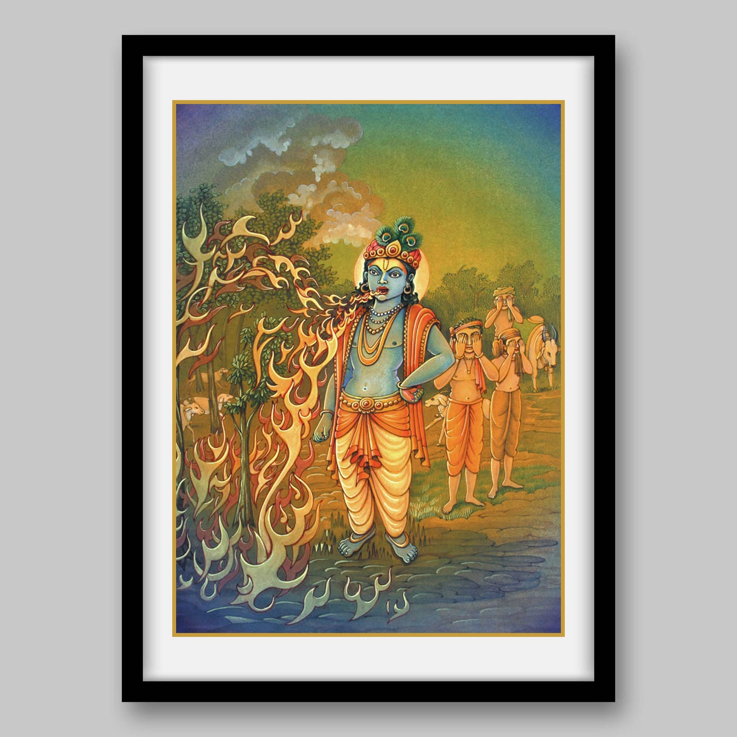 Krishna eating fire – High Quality Print of Artwork by Pieter Weltevrede - Sagar World