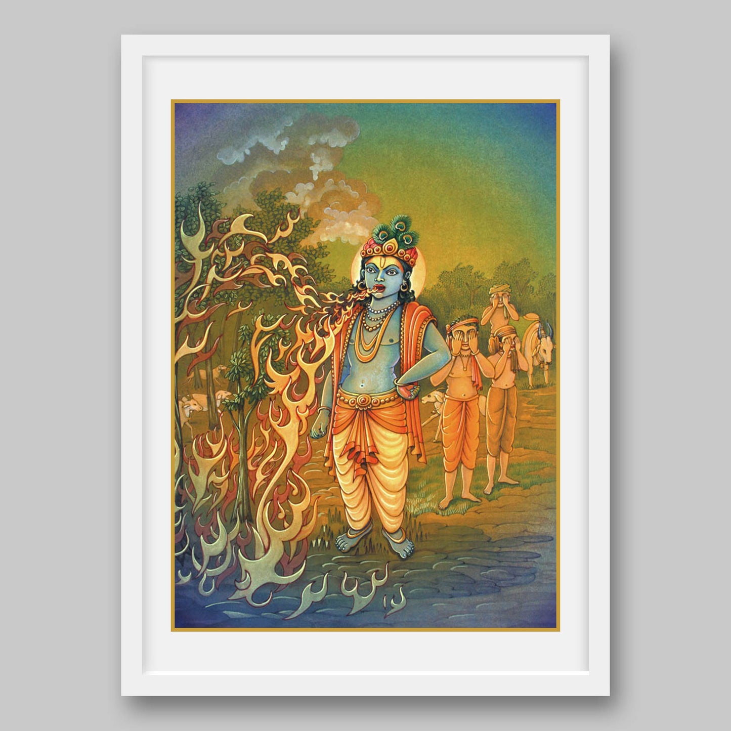 Krishna eating fire – High Quality Print of Artwork by Pieter Weltevrede - Sagar World