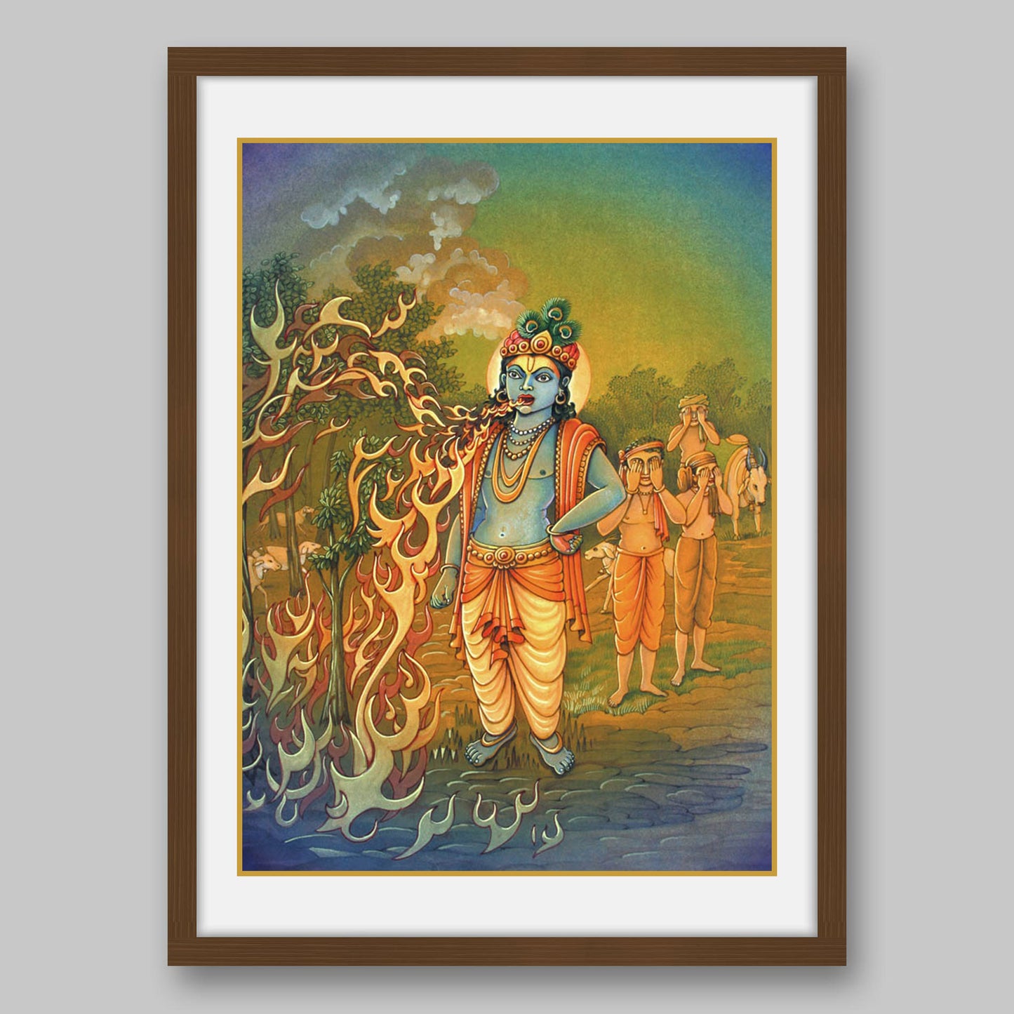 Krishna eating fire – High Quality Print of Artwork by Pieter Weltevrede - Sagar World