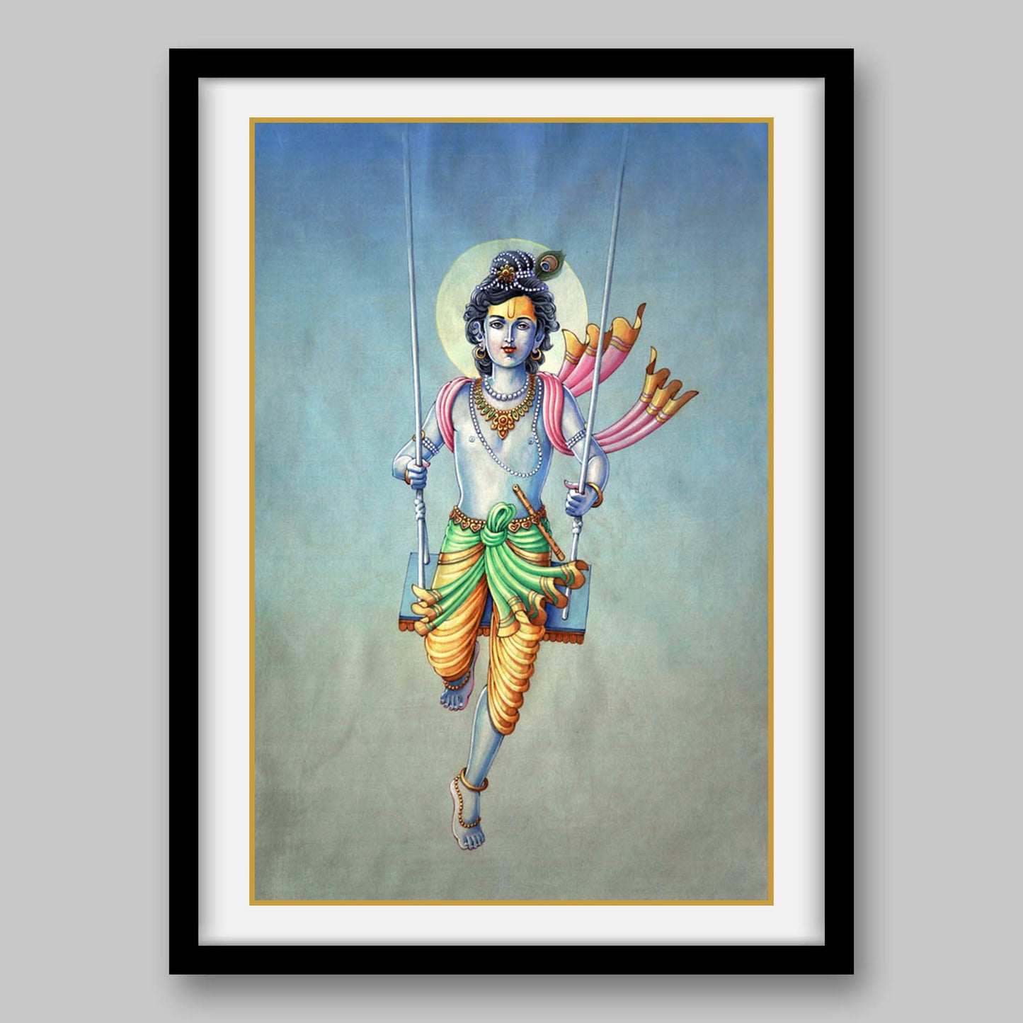 Krishna On Swing – High Quality Print of Artwork by Pieter Weltevrede - Sagar World