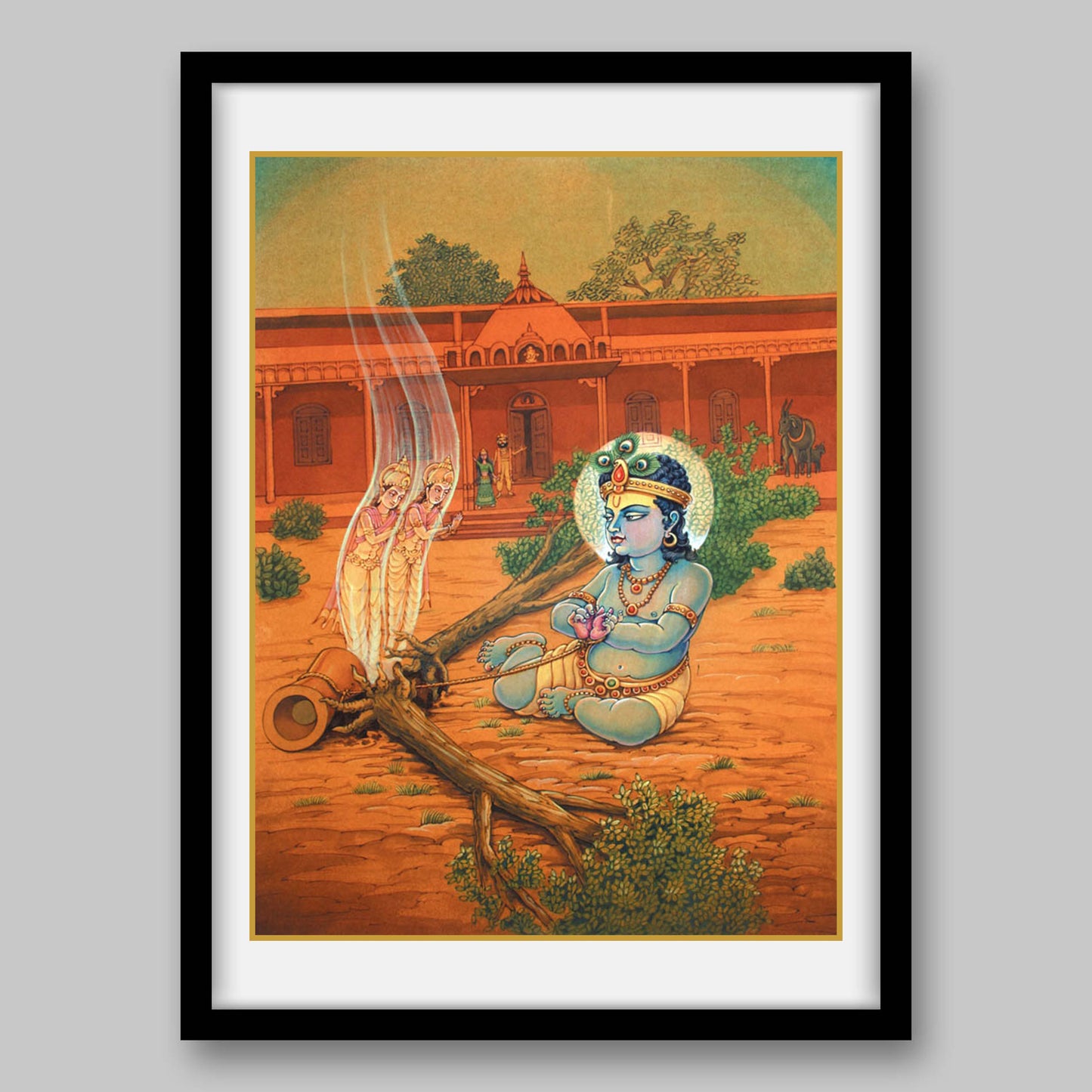 Krishna freeing Yakshas from tree - High Quality Print of Artwork by Pieter Weltevrede - Sagar World