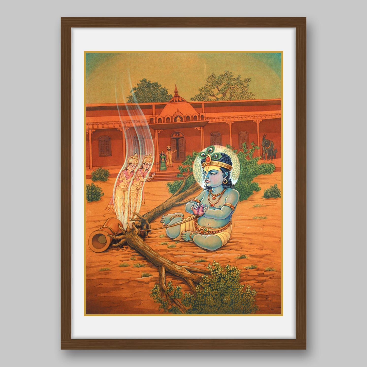 Krishna freeing Yakshas from tree - High Quality Print of Artwork by Pieter Weltevrede - Sagar World