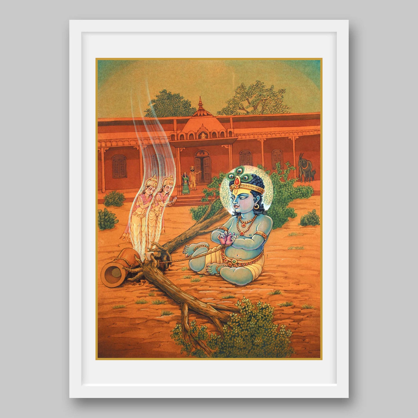 Krishna freeing Yakshas from tree - High Quality Print of Artwork by Pieter Weltevrede - Sagar World