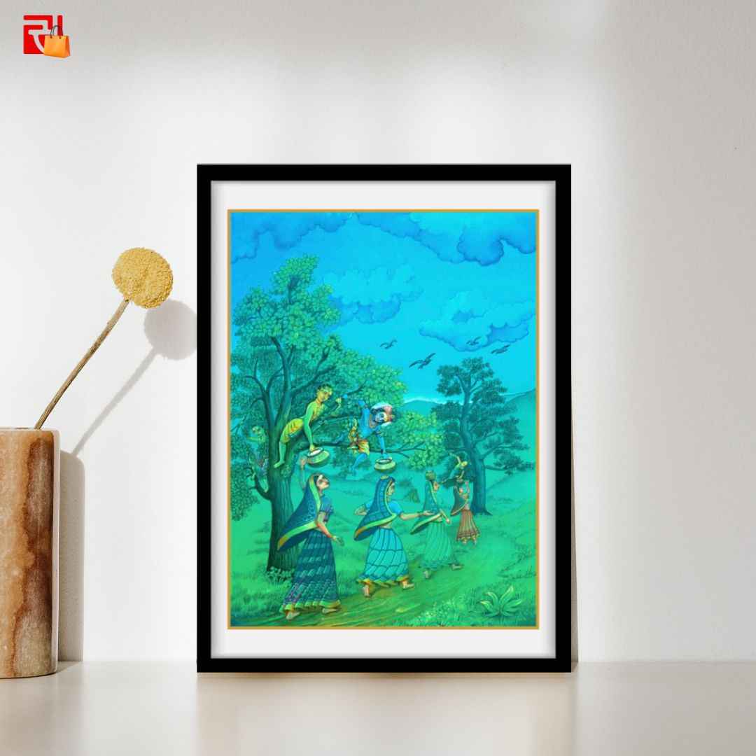 Krishna and Gopikas - High Quality Print of Artwork by Pieter Weltevrede