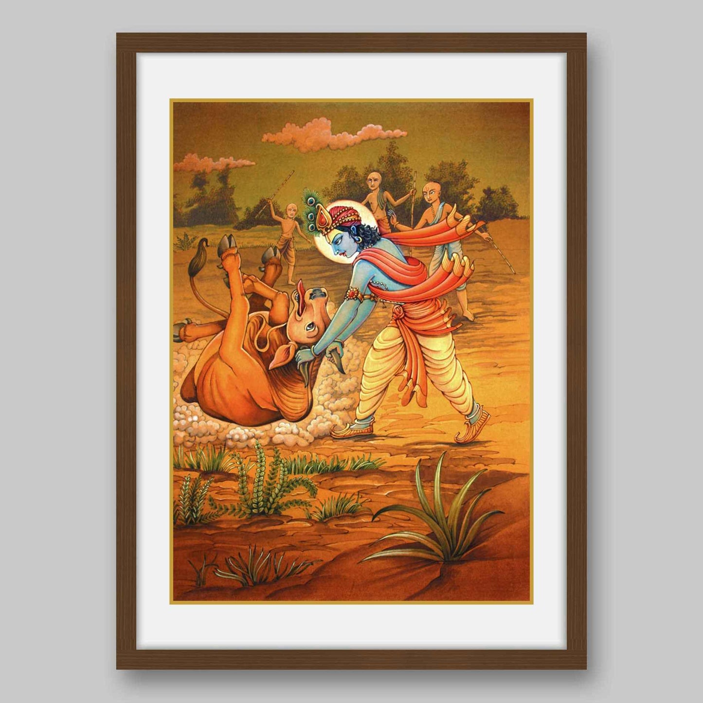 Krishna and Cow Demon – High Quality Print of Artwork by Pieter Weltevrede