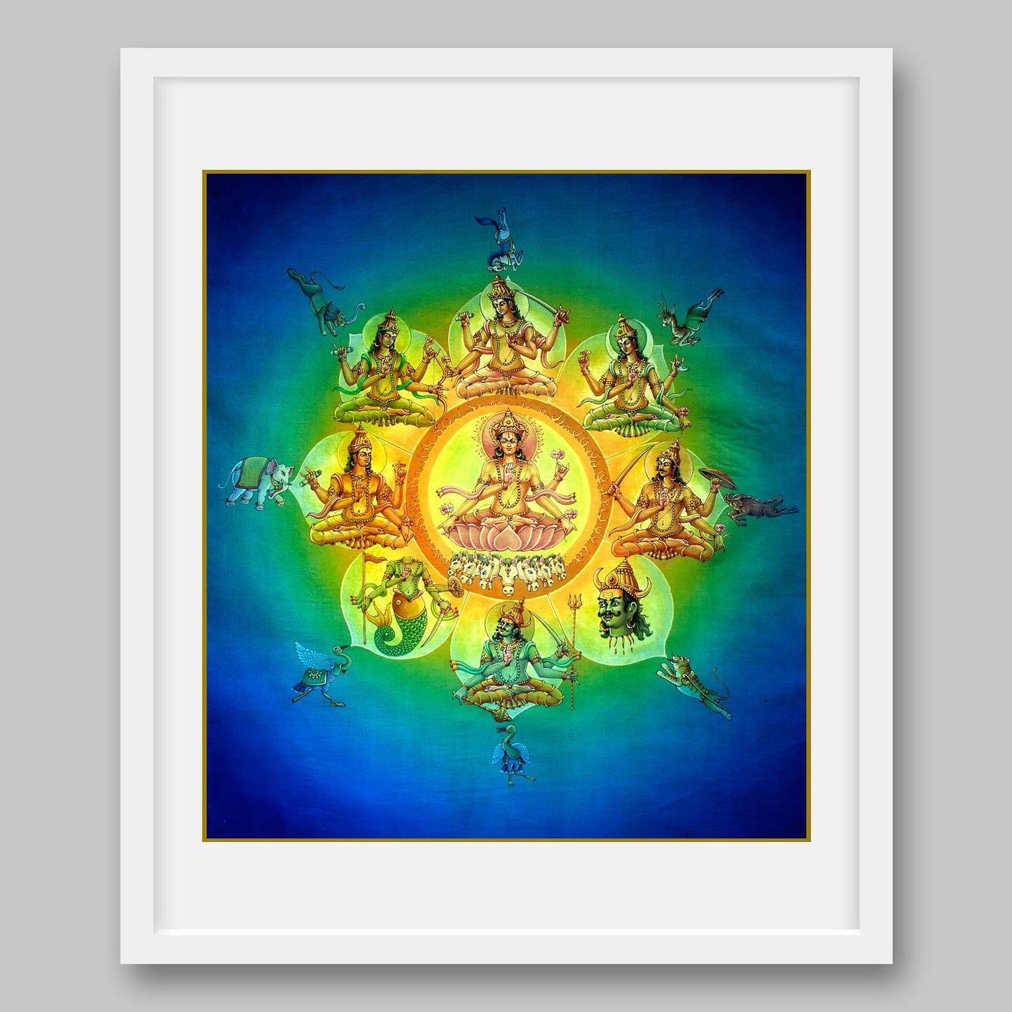 Navagraha – Hindu Planetary Systems Consisting of Nine Planets - High Quality Print of Artwork by Pieter Weltevrede - Sagar World