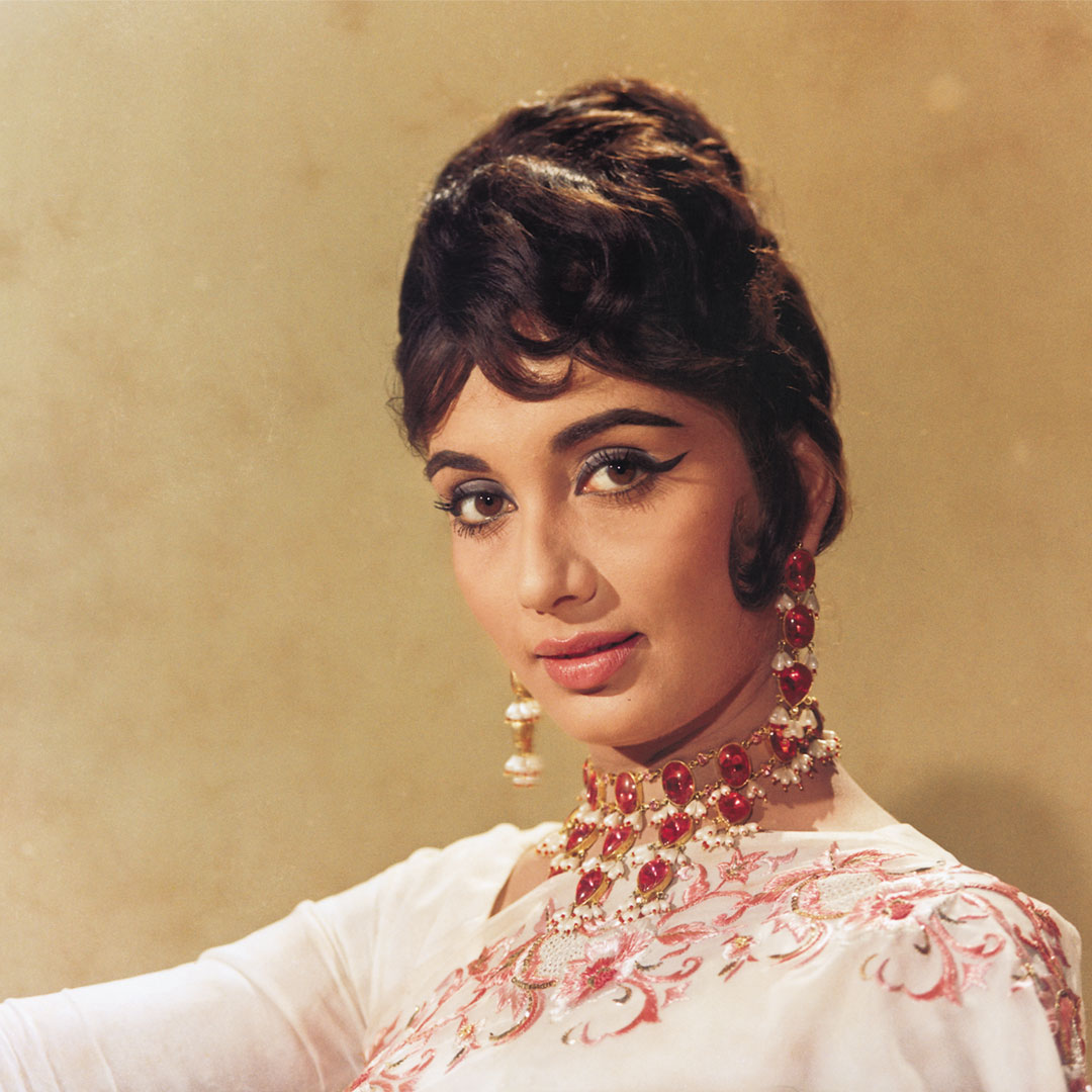 Sadhana Portrait in white sari- still from the movie “ARZOO” Personal Bollywood Photography of renowned cinematographer, Shri Prem Sagar.