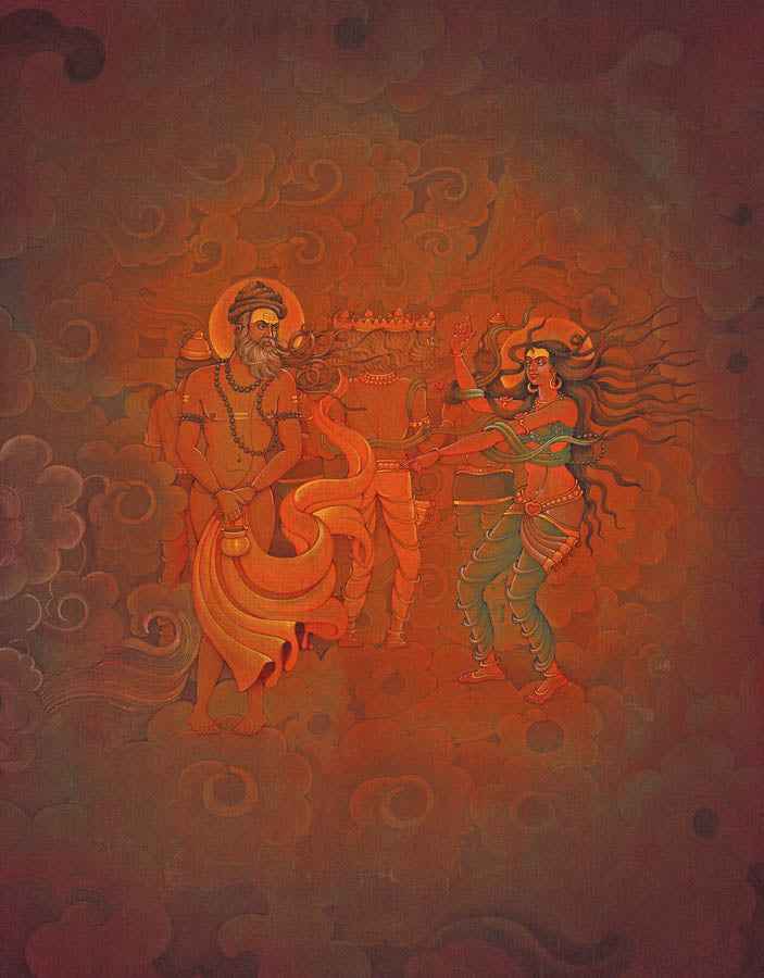 Goddess Ganga mocking at sage Durvasa – High Quality Print of Artwork by Pieter Weltevrede