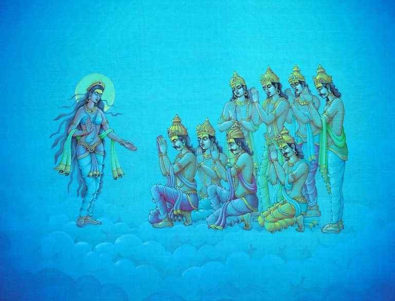 Eight Vasus appealing to River Goddess Ganga – High Quality Print of Artwork by Pieter Weltevrede