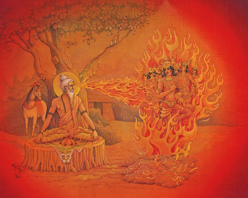 Sage Kapil burning King Sagar’s sons – High Quality Print of Artwork by Pieter Weltevrede