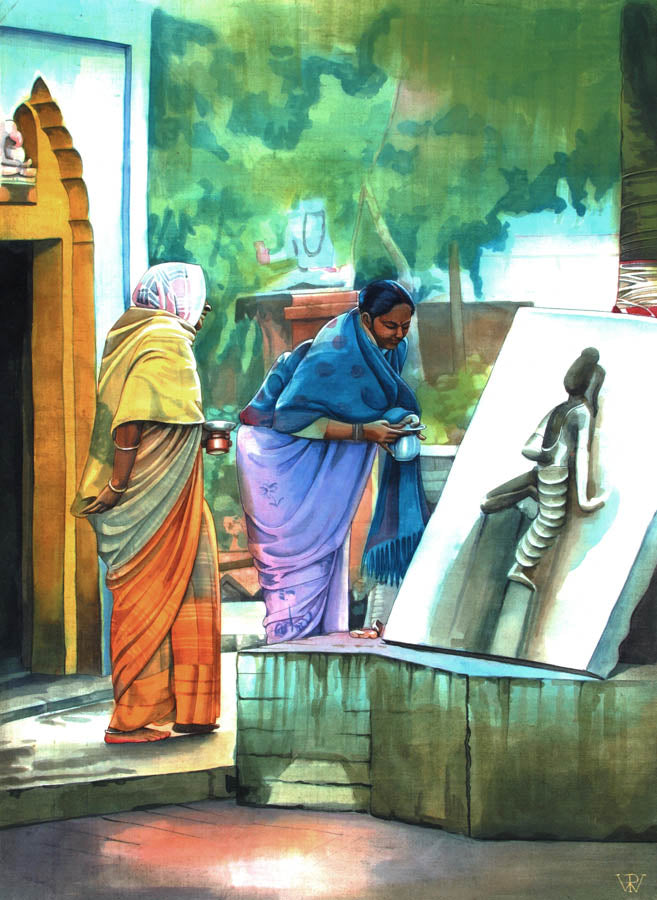 Women in Temple - High Quality Print of Artwork by Pieter Weltevrede