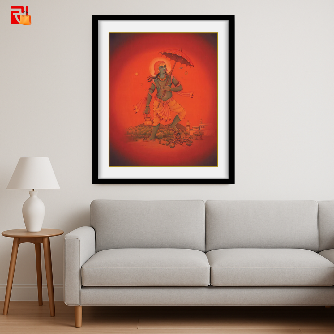 Vamana placing his third stride on King Bali’s head – High Quality Print of Artwork by Pieter Weltevrede