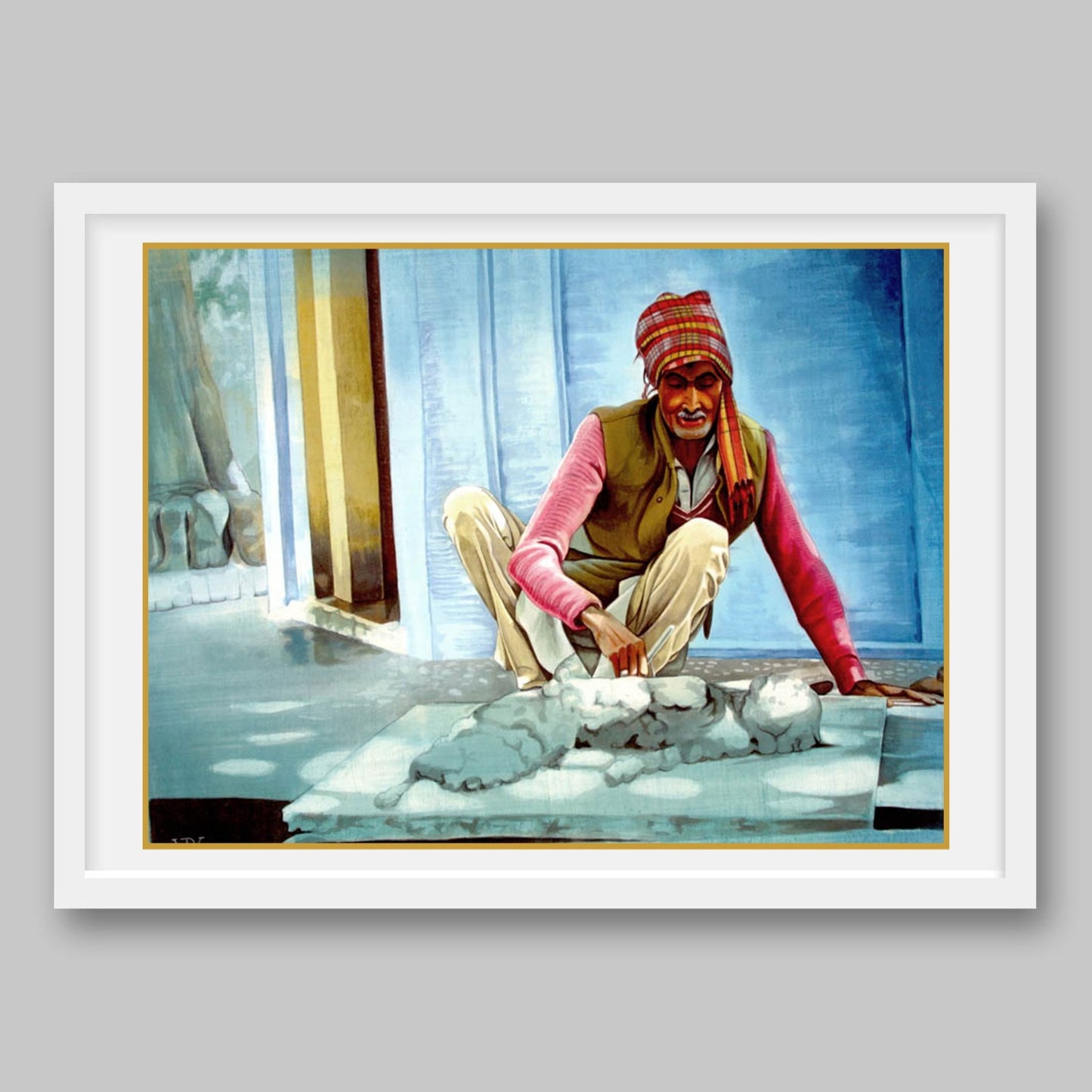 Construction Worker India - High Quality Print of Artwork by Pieter Weltevrede