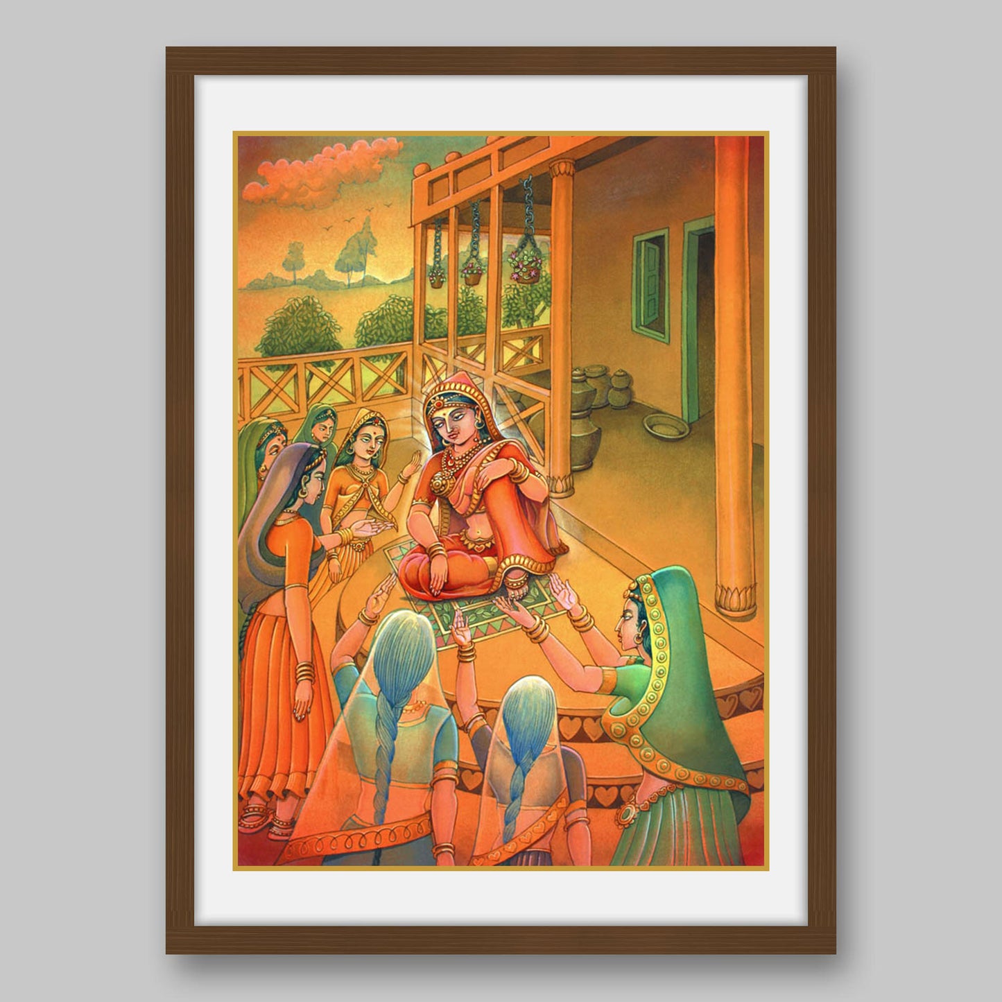 Yashoda with Gopikas – High Quality Print of Artwork by Pieter Weltevrede - Sagar World
