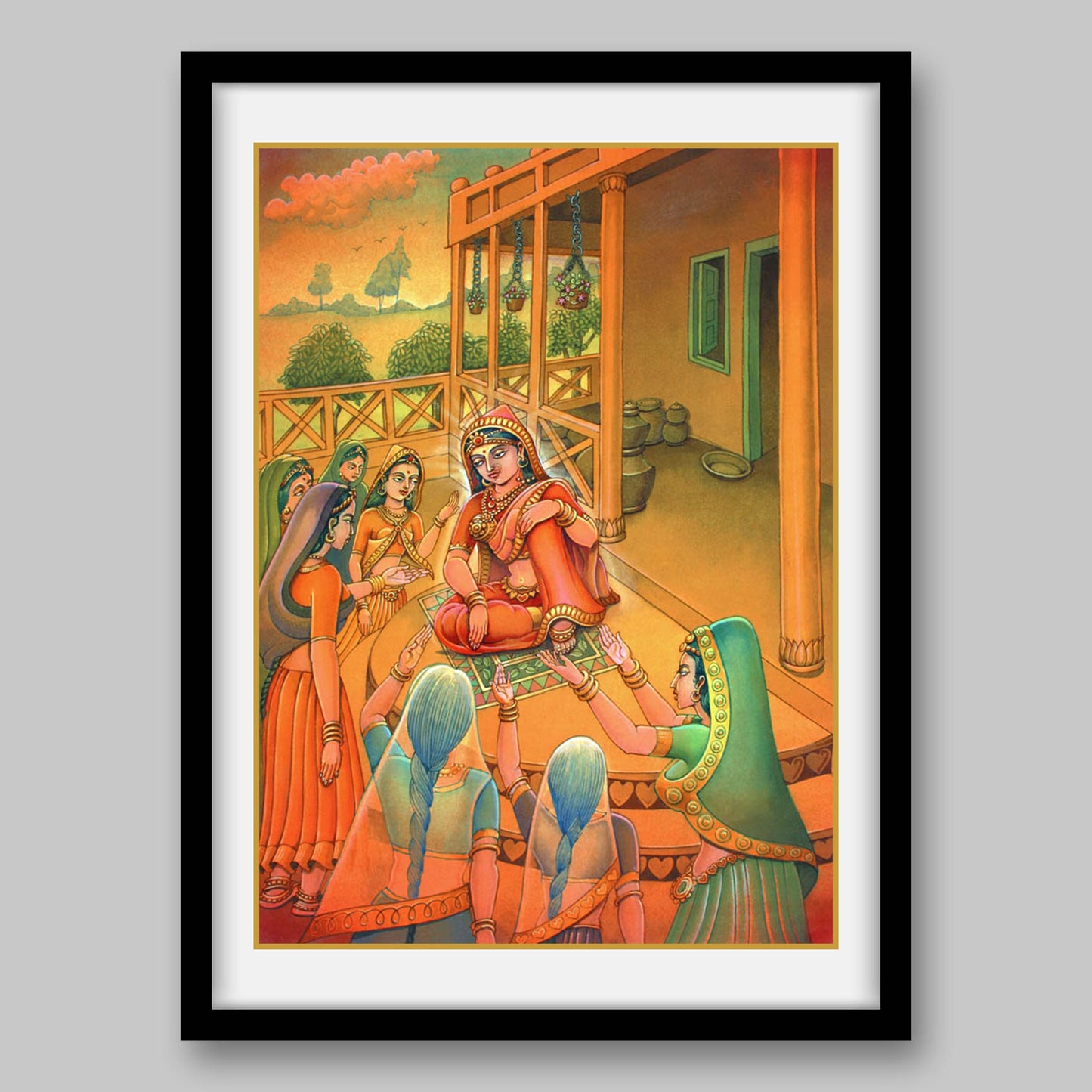 Yashoda with Gopikas – High Quality Print of Artwork by Pieter Weltevrede - Sagar World