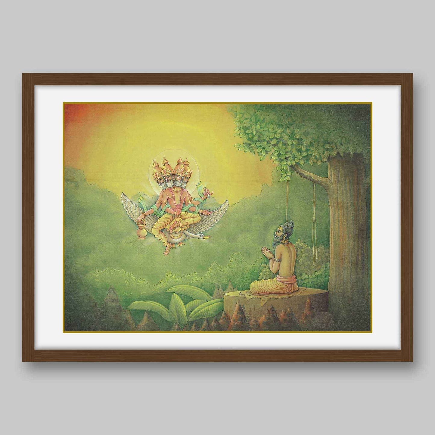 Hindu God, Brahma, blessing Bhagirath – High Quality Print of Artwork by Pieter Weltevrede