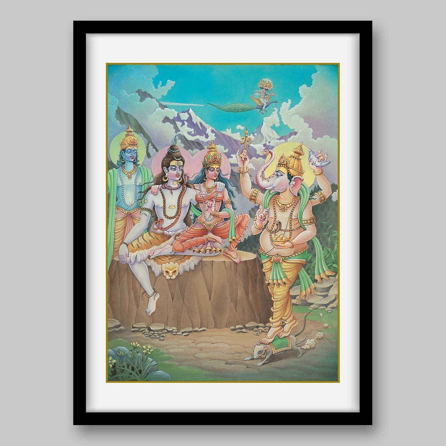 Ganesha with Parents, Vishnu & Kartikeya – High Quality Print of Artwork by Pieter Weltevrede
