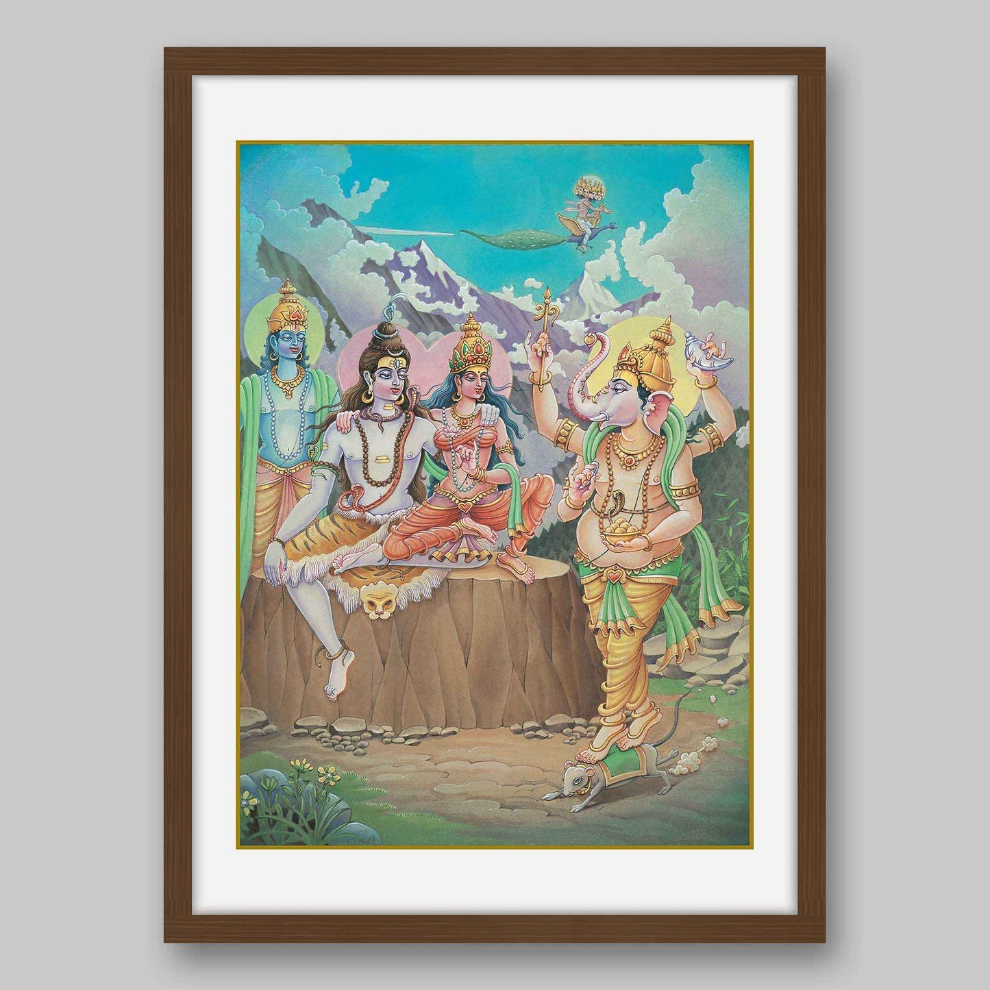 Ganesha with Parents, Vishnu & Kartikeya – High Quality Print of Artwork by Pieter Weltevrede