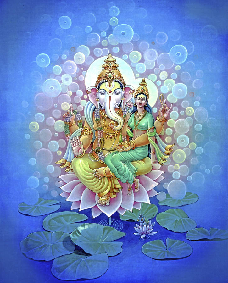 Ganesh and Riddhi – High Quality Print of Artwork by Pieter Weltevrede