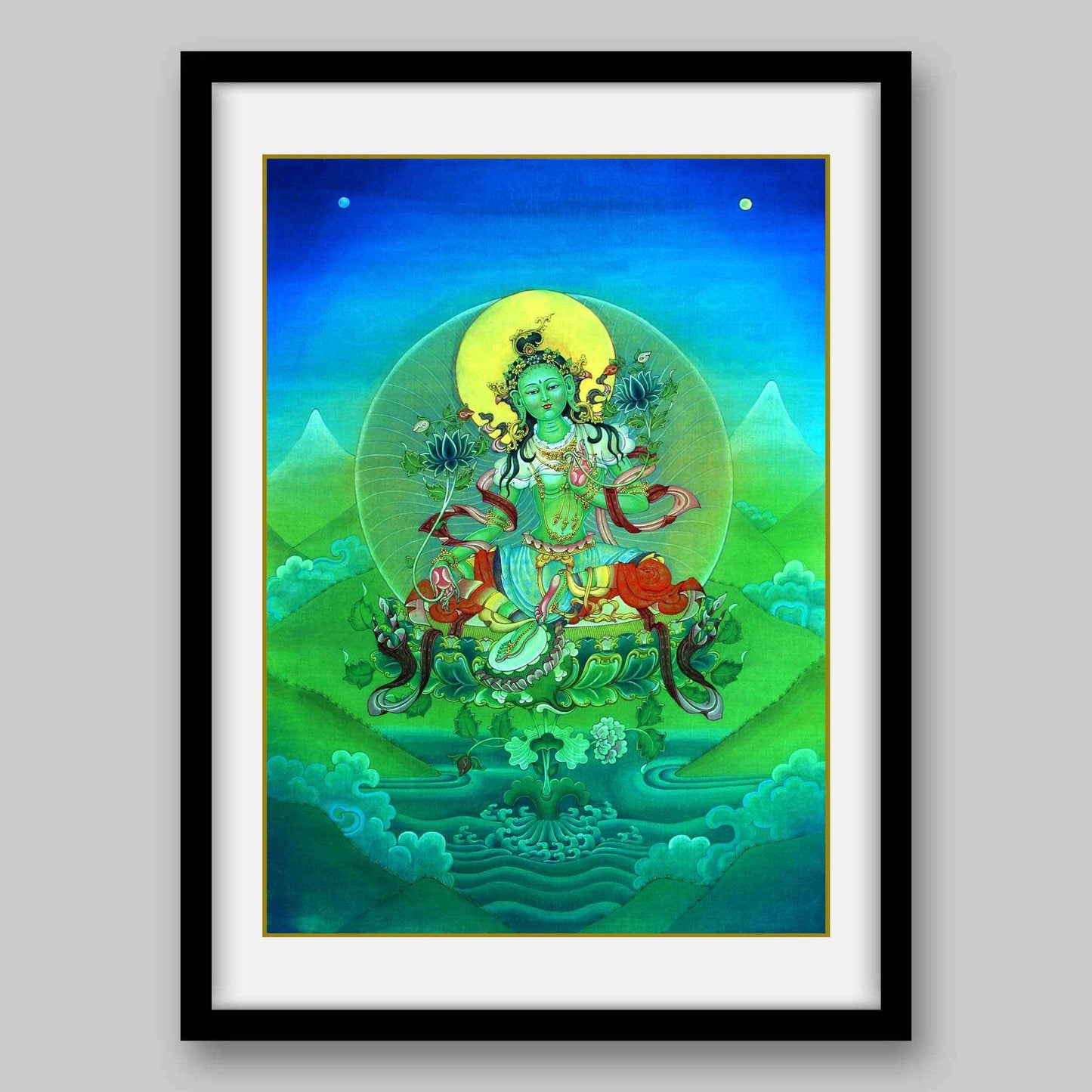 Green Tara – The Female Boddhisatva and Remover of Fear- High Quality Print of Artwork by Pieter Weltevrede