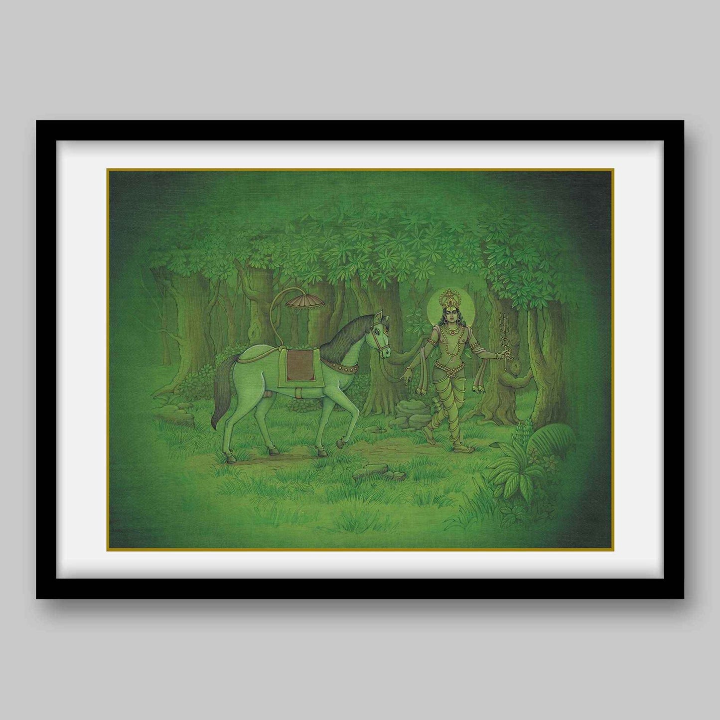 Indra, the King of Devas, stealing the horse – High Quality Print of Artwork by Pieter Weltevrede