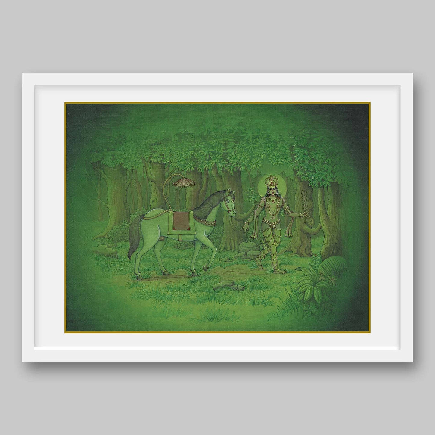 Indra, the King of Devas, stealing the horse – High Quality Print of Artwork by Pieter Weltevrede