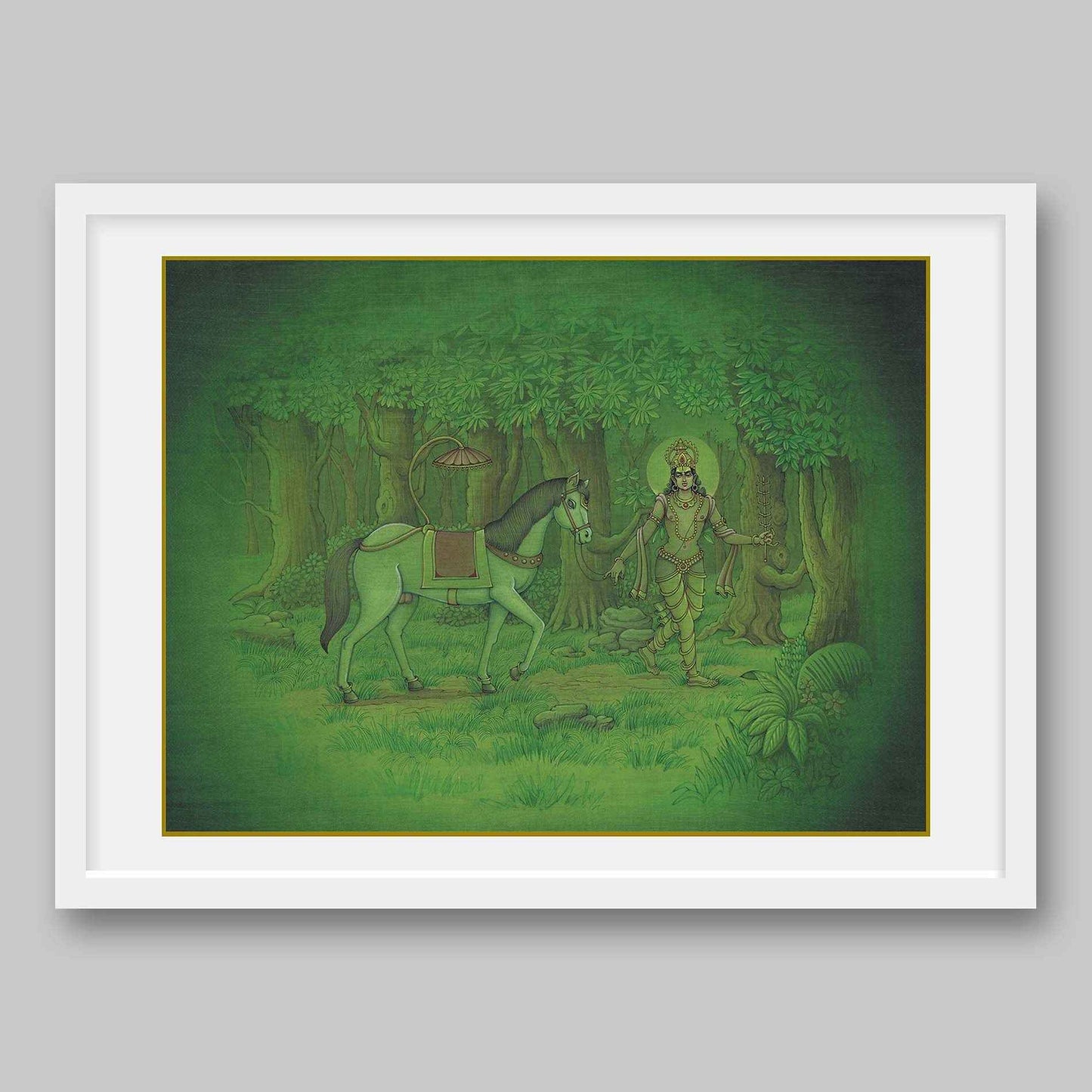 Indra, the King of Devas, stealing the horse – High Quality Print of Artwork by Pieter Weltevrede