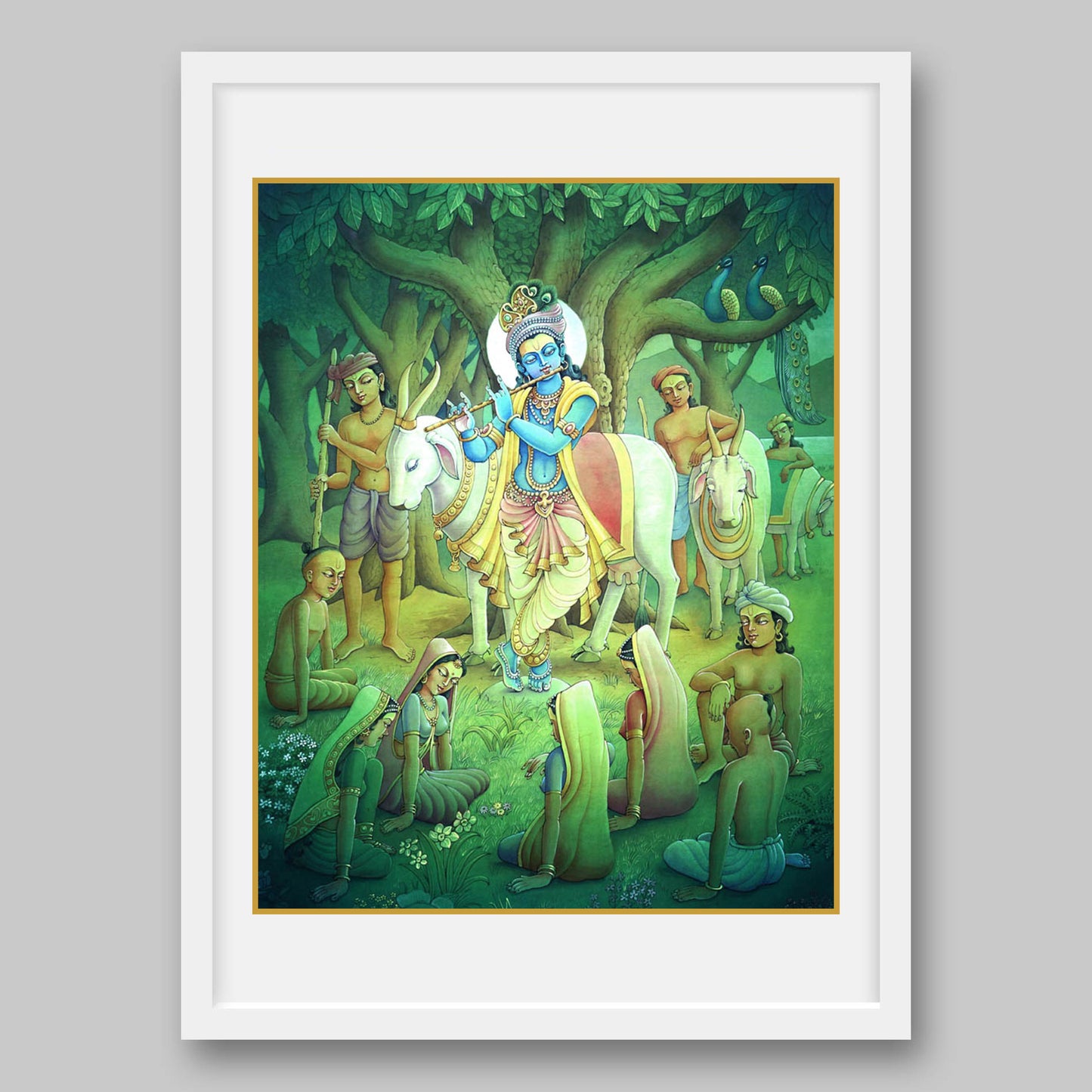 Krishna playing flute – High Quality Print of Artwork by Pieter Weltevrede - Sagar World