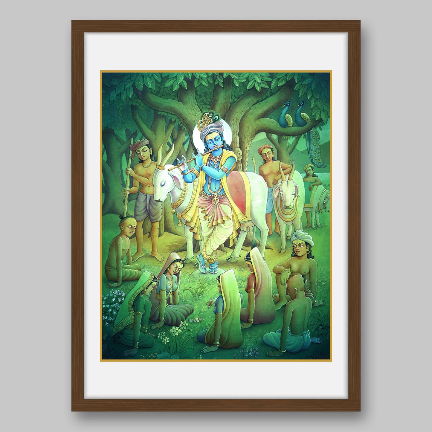 Krishna playing flute – High Quality Print of Artwork by Pieter Weltevrede - Sagar World