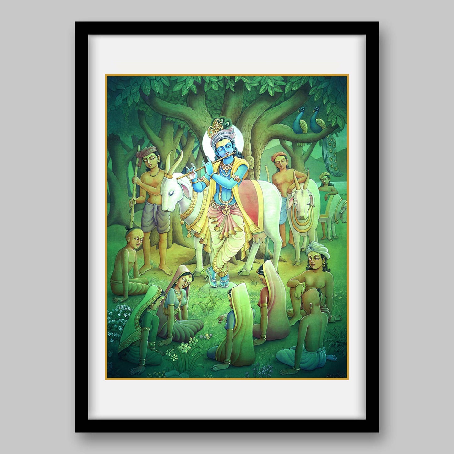 Krishna playing flute – High Quality Print of Artwork by Pieter Weltevrede - Sagar World