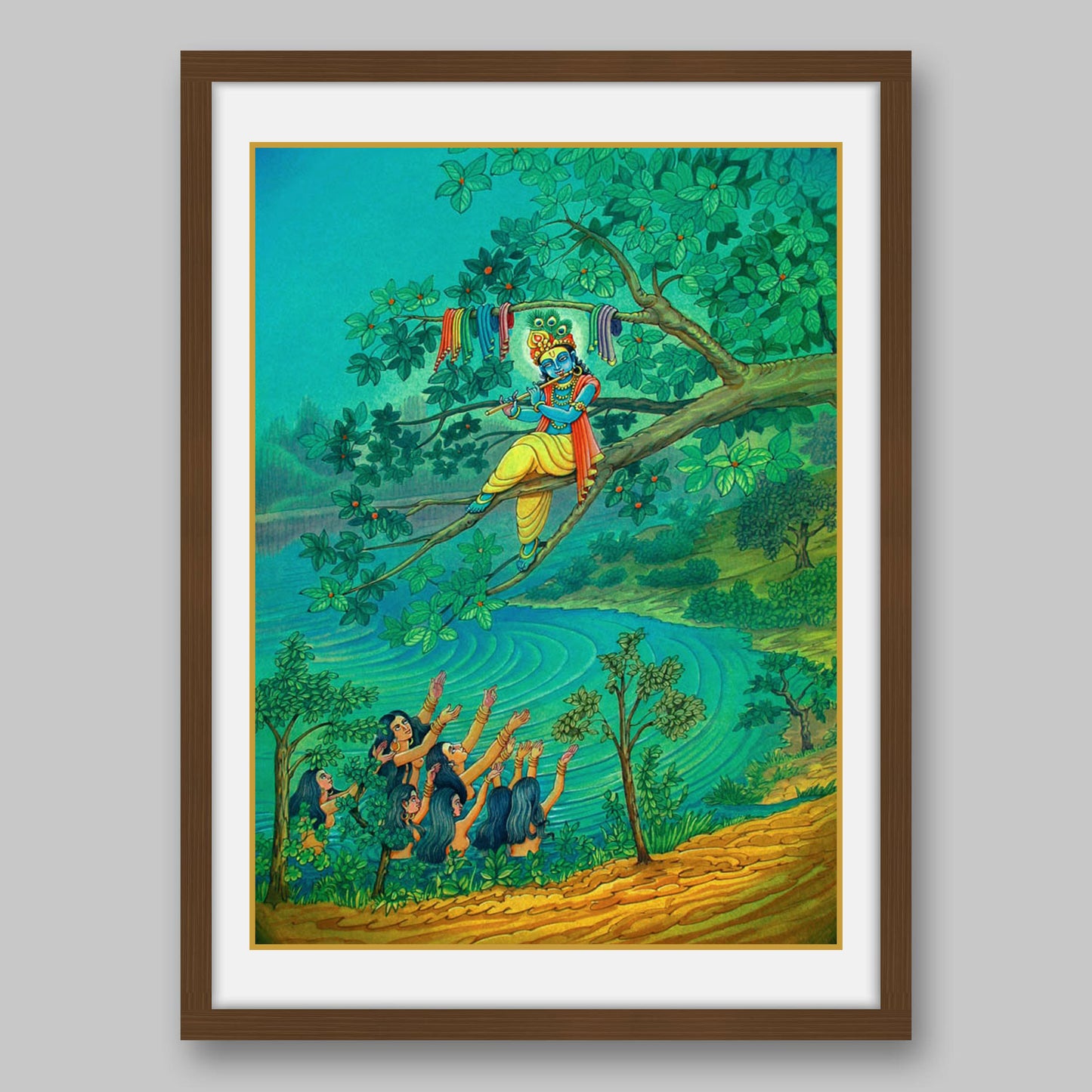 Krishna and Gopikas - High Quality Print of Artwork by Pieter Weltevrede - Sagar World