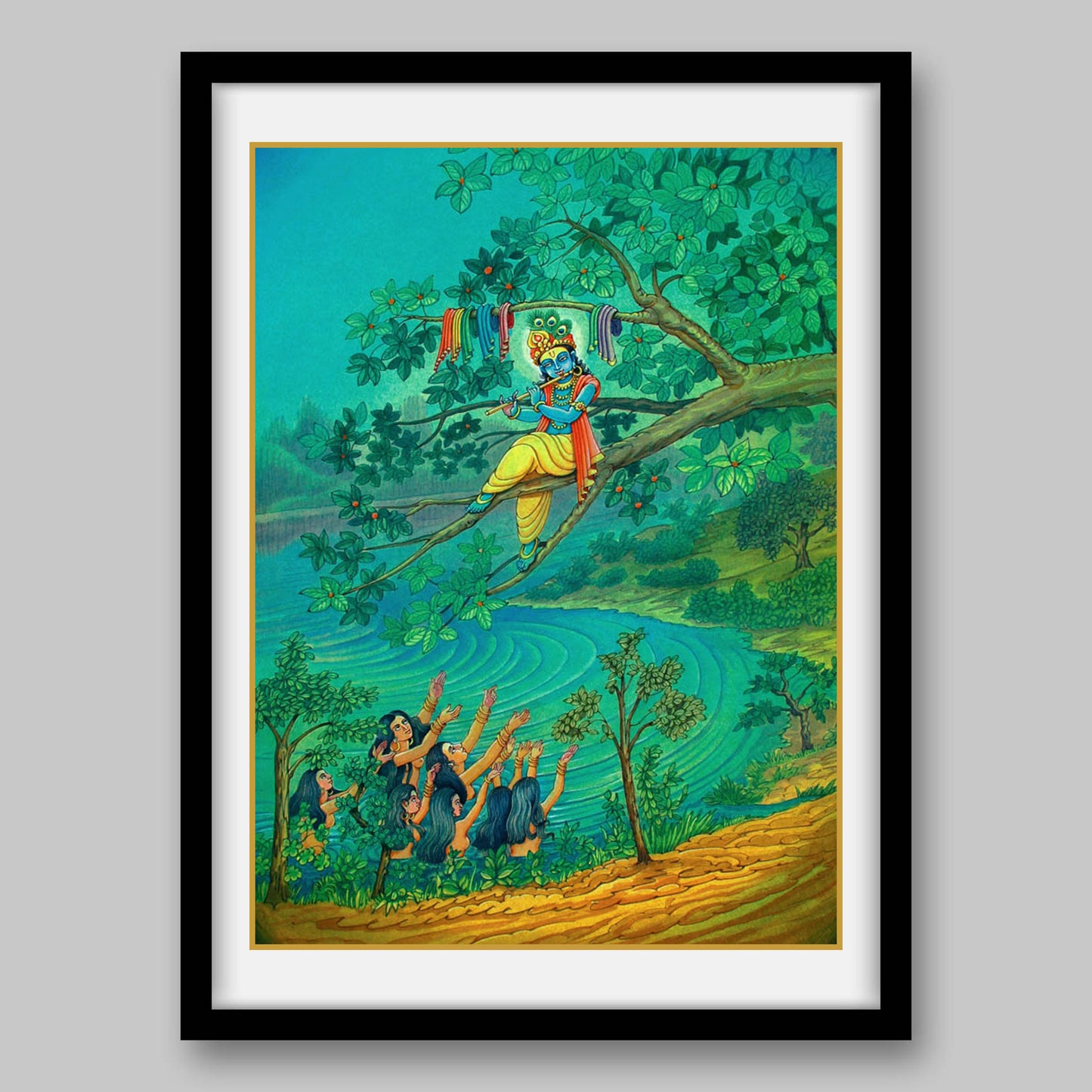 Krishna and Gopikas - High Quality Print of Artwork by Pieter Weltevrede - Sagar World