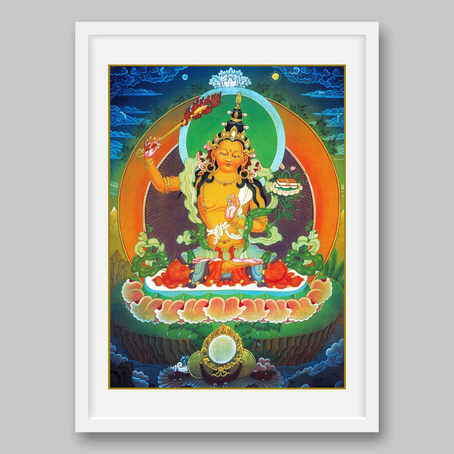 Manjusri Buddha – the Buddha of Wisdom- High Quality Print of Artwork by Pieter Weltevrede - Sagar World