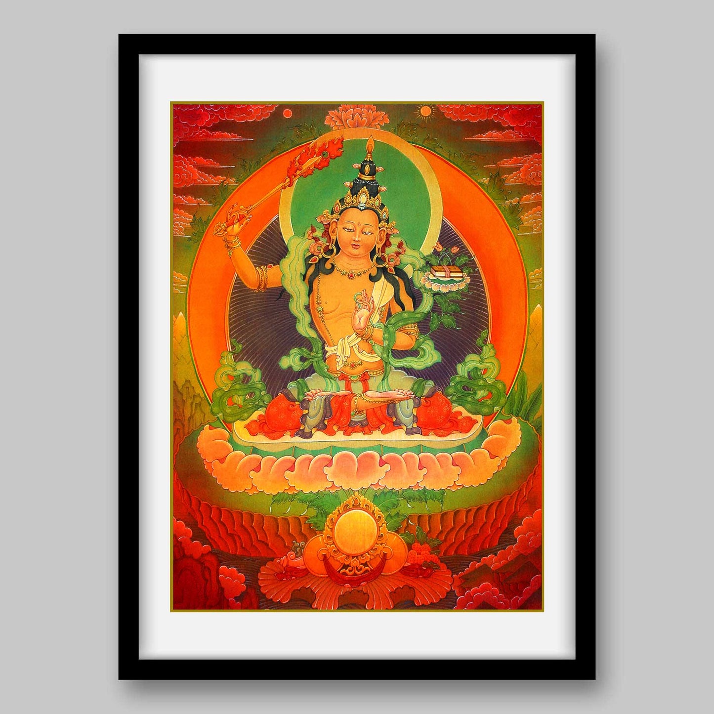 Manjusri Buddha – the Buddha of Wisdom- High Quality Print of Artwork by Pieter Weltevrede - Sagar World