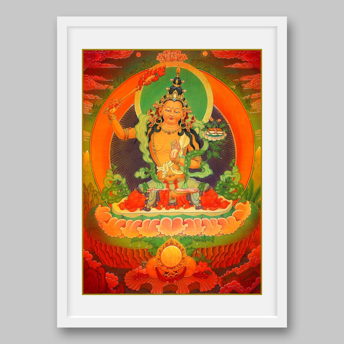 Manjusri Buddha – the Buddha of Wisdom- High Quality Print of Artwork by Pieter Weltevrede - Sagar World