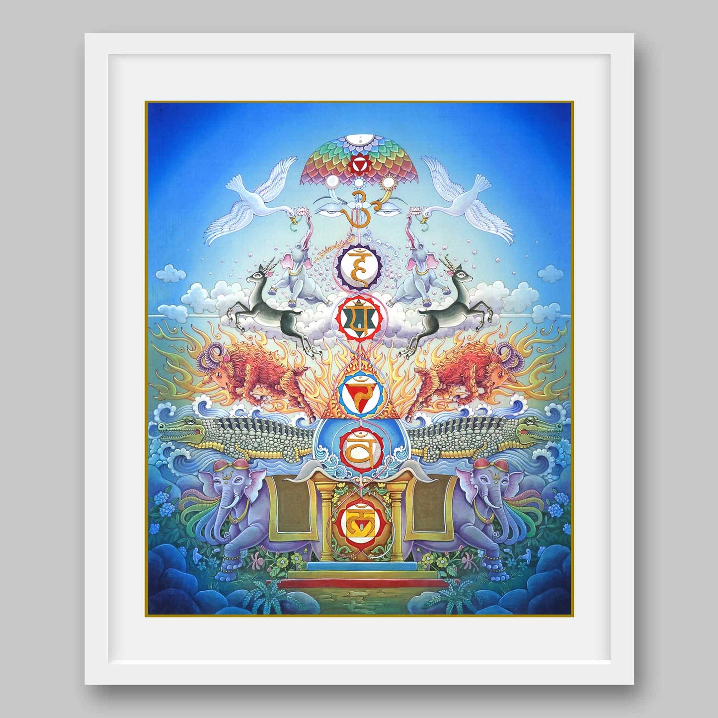 Animal symbols of Seven Chakras – High Quality Print of Artwork by Pieter Weltevrede