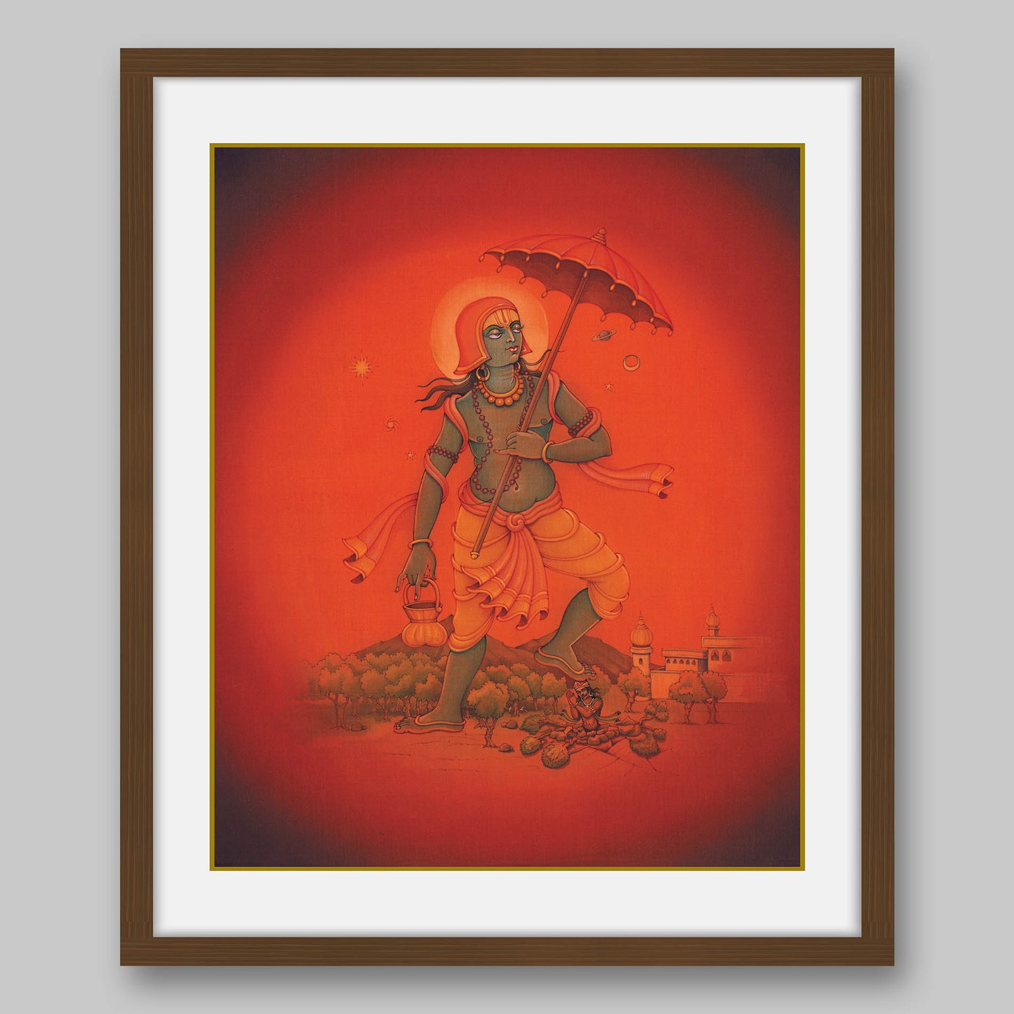 Vamana placing his third stride on King Bali’s head – High Quality Print of Artwork by Pieter Weltevrede - Sagar World
