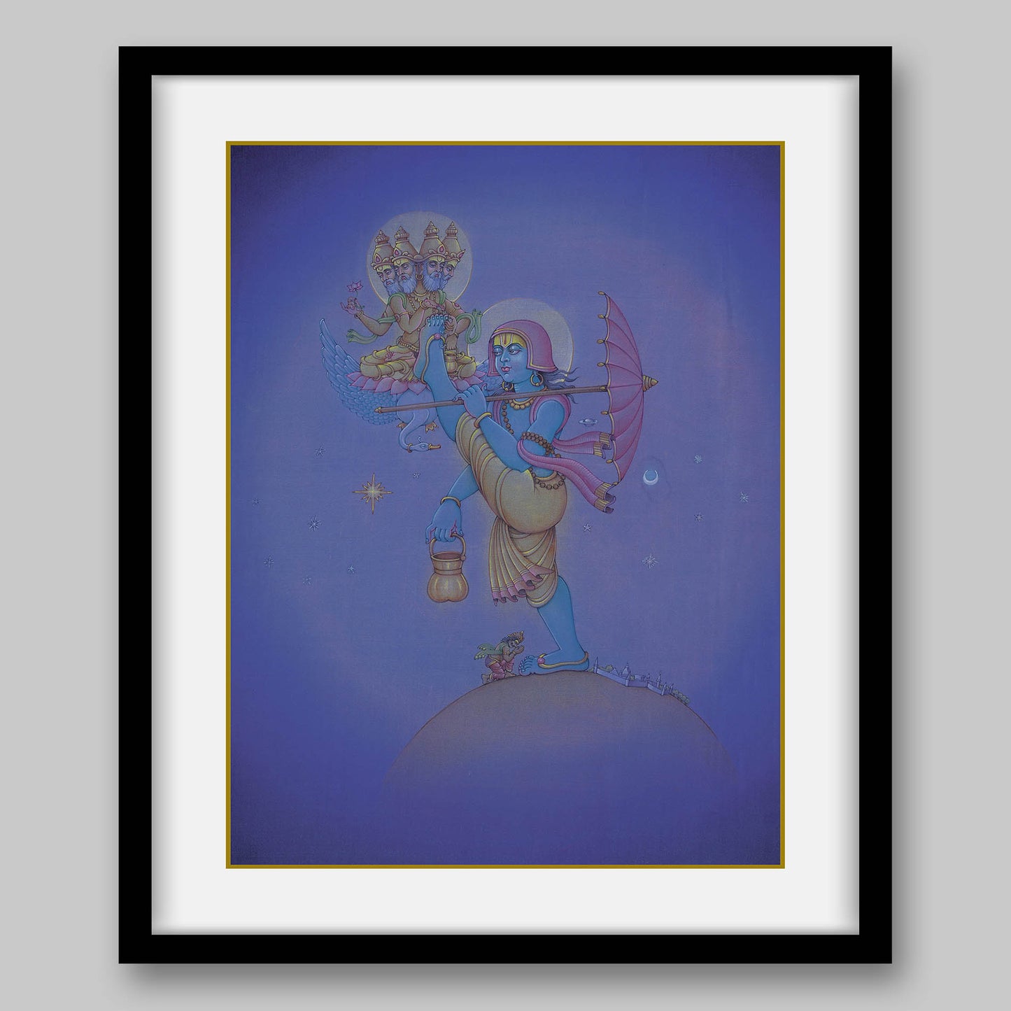 Vamana covering earth to heaven in a single stride – High Quality Print of Artwork by Pieter Weltevrede - Sagar World