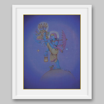 Vamana covering earth to heaven in a single stride – High Quality Print of Artwork by Pieter Weltevrede