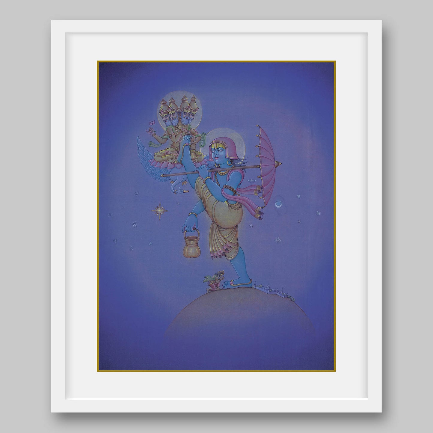 Vamana covering earth to heaven in a single stride – High Quality Print of Artwork by Pieter Weltevrede - Sagar World