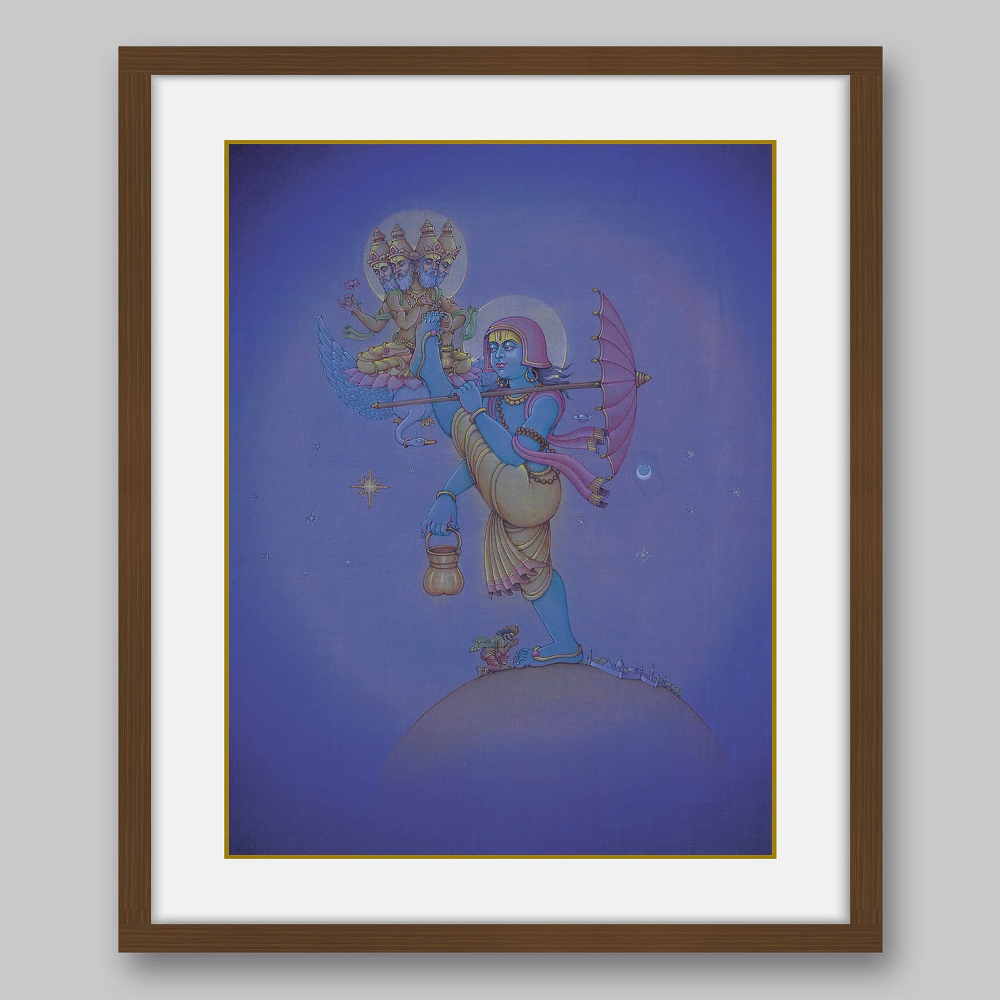 Vamana covering earth to heaven in a single stride – High Quality Print of Artwork by Pieter Weltevrede - Sagar World